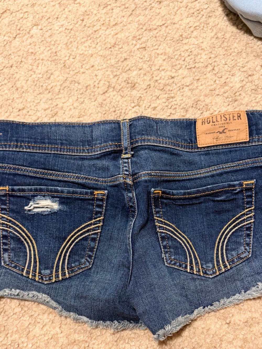 Hollister Dark Blue Distressed Denim Cutoff Shorts - Picture 3 of 3